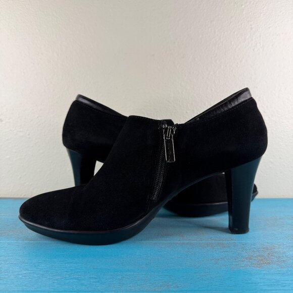 AQUATALIA Women's Black Suede Side Zip Heeled Ankle Booties 9 - Picture 7 of 9